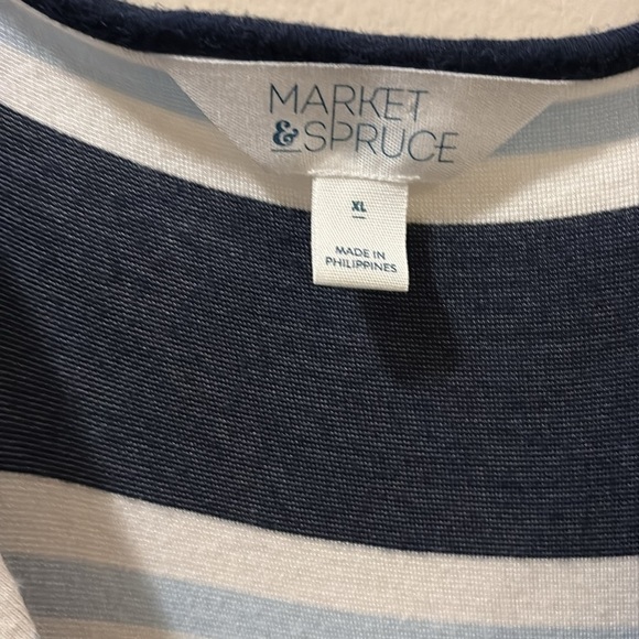 Market & Spruce blue and White Asymmetrical faux wrap Sundress - XL - Picture 2 of 6